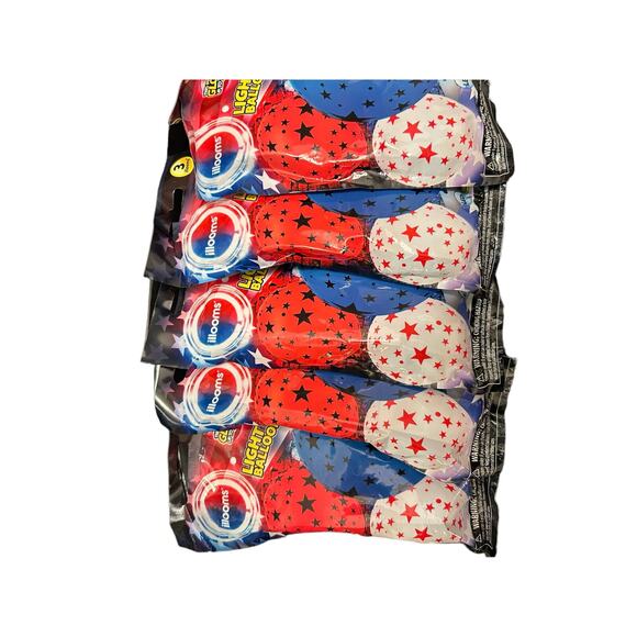 Illooms bundle of 5 packs Patriotic Light Up Balloons 15 Balloons Total - Picture 5 of 10